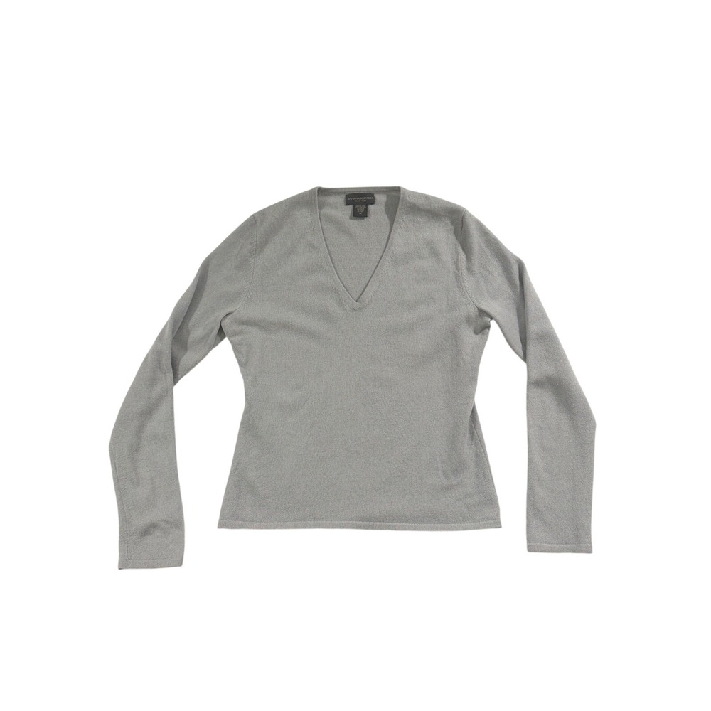 Banana Republic 100% Cashmere V-Neck Sweater Light Grey Womens Medium 181282-02